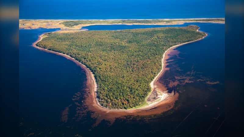 An aerial view of Hog Island and George Island, Malpeque Bay, Prince Edward Island is shown in this handout image provided by the government of Canada. THE CANADIAN PRESS/HO-Government of Canada-John Sylvester