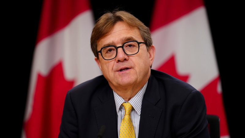 Natural Resources Minister Jonathan Wilkinson speaks during a press conference in Ottawa, Tuesday, May 7, 2024. Wilkinson says he expects between 20 and 25 commercial-scale carbon capture and storage projects to break ground in Canada within the next decade. (THE CANADIAN PRESS/Sean Kilpatrick)